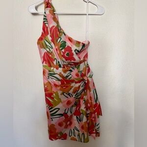 Vibrant Floral One-Shoulder Dress